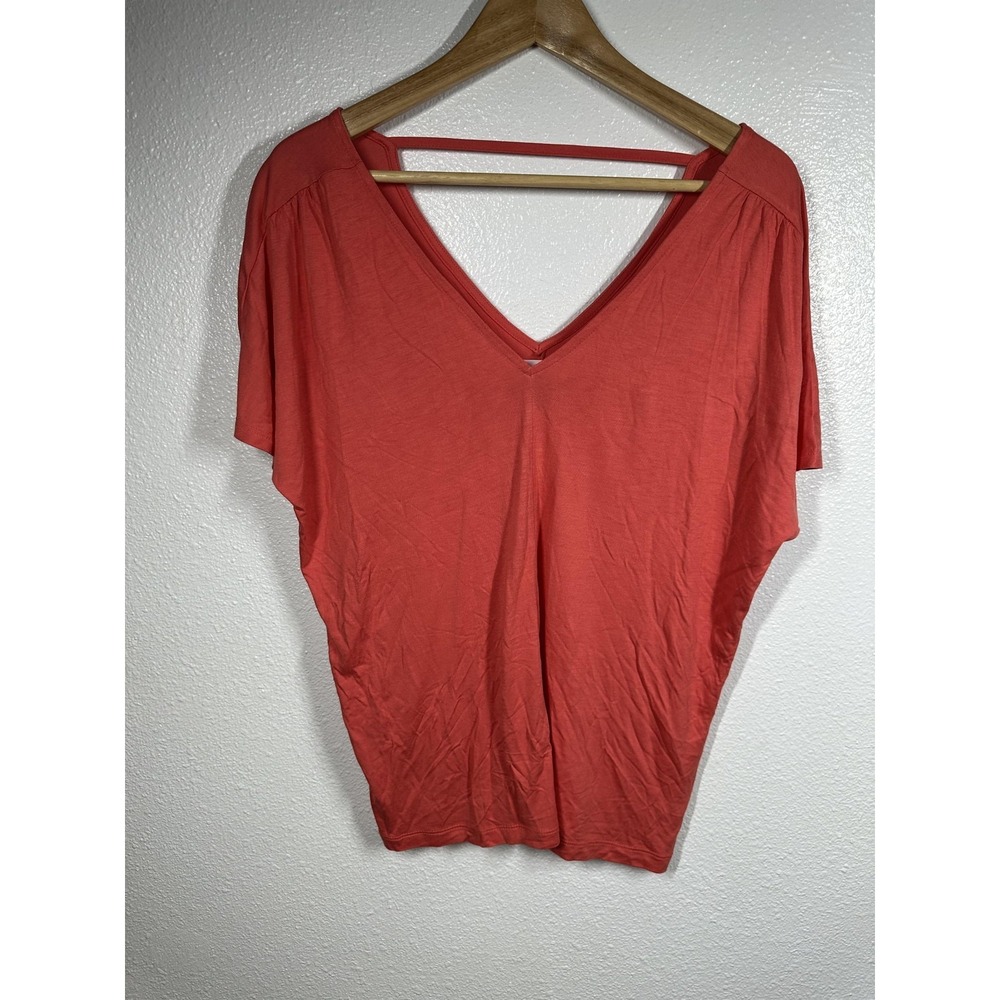 Old Navy Coral V-Neck Dolman Sleeve Button Down Top